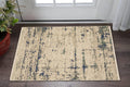 2' X 3' Beige And Green Abstract Area Rug With Fringe