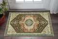 3' X 5' Brown And Orange Oriental Area Rug With Fringe