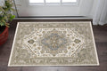 2' X 3' Ivory And Gold Medallion Distressed Area Rug With Fringe