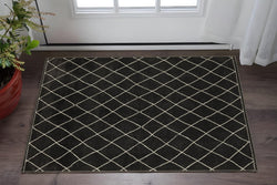 3' X 5' Charcoal And Ivory Trellis Area Rug