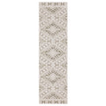 8' Beige And Brown Tribal Runner Rug