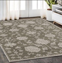 5' X 8' Gray And Light Gray Oriental Area Rug