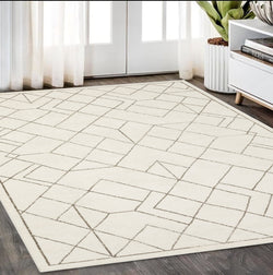 5' X 8' Ivory And Taupe Geometric Area Rug