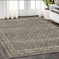 5' X 8' Gray And Beige Diamond Area Rug With Fringe