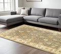 6' X 9' Brown And Beige Wool Oriental Hand Knotted Area Rug