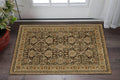 3' X 5' Brown And Gold Oriental Area Rug