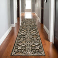 8' Brown Gray And Tan Oriental Runner Rug