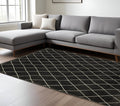 8' X 11' Charcoal And Ivory Trellis Area Rug