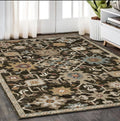 5' X 7' Brown Black And Tan Oriental Area Rug