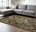7' X 10' Red Tan And Ivory Medallion Area Rug