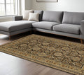 8' X 11' Brown And Gold Oriental Area Rug