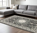10' X 13' Gray And Ivory Medallion Area Rug