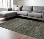 8' X 10' Blue And Gold Southwestern Area Rug