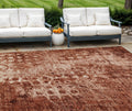 8' X 10' Orange Ikat Washable Indoor Outdoor Area Rug