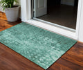3' X 5' Teal Blue Ikat Washable Indoor Outdoor Area Rug