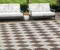 10' X 14' Brown Geometric Washable Indoor Outdoor Area Rug