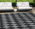 10' X 14' Charcoal Geometric Washable Indoor Outdoor Area Rug
