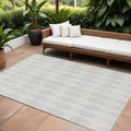 10' X 14' Silver And Ivory Geometric Washable Indoor Outdoor Area Rug