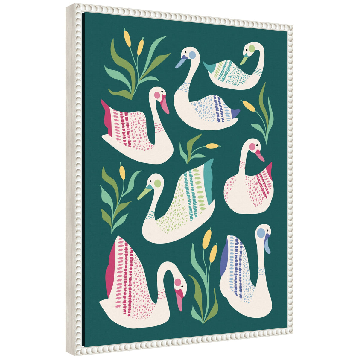 Sylvie Swans Pond Framed Canvas by Rachel Lee