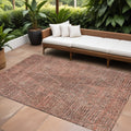 10' X 14' Salmon Charcoal And Beige Geometric Washable Indoor Outdoor Area Rug
