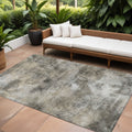 9' X 12' Beige Taupe And Gray Abstract Washable Indoor Outdoor Area Rug