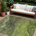 8' X 10' Olive Green And Lime Green Abstract Washable Indoor Outdoor Area Rug