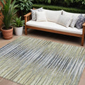 8' X 10' Beige Tan And Taupe Striped Washable Indoor Outdoor Area Rug