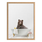 Blake Bear Cottage Bathroom Framed Printed Glass by Amy Peterson Art Studio