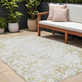 10' X 14' Gold And Ivory Abstract Washable Indoor Outdoor Area Rug