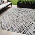 5' X 8' Silver Gray And Charcoal Abstract Washable Indoor Outdoor Area Rug