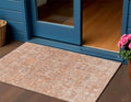 3' X 5' Salmon Orange And Gray Floral Washable Indoor Outdoor Area Rug