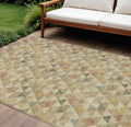 8' X 10' Beige Tan And Taupe Geometric Washable Indoor Outdoor Area Rug