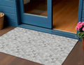 3' X 5' Silver Beige And Taupe Geometric Washable Indoor Outdoor Area Rug