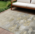8' X 10' Beige Taupe And Wheat Floral Washable Indoor Outdoor Area Rug
