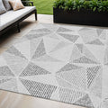 5' X 8' Gray Charcoal And Silver Geometric Washable Indoor Outdoor Area Rug