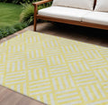 8' X 10' Yellow And Ivory Geometric Washable Indoor Outdoor Area Rug