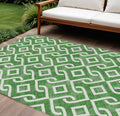 9' X 12' Emerald And Ivory Geometric Washable Indoor Outdoor Area Rug