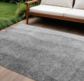 8' X 10' Gray Silver And Charcoal Ombre Washable Indoor Outdoor Area Rug