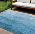 10' X 14' Teal Blue Aqua And Turquoise Ombre Washable Indoor Outdoor Area Rug