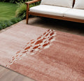 10' X 14' Terra Cotta Copper And Ivory Nautical Washable Indoor Outdoor Area Rug