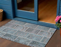 3' X 5' Teal Blue Aqua And Beige Patchwork Washable Indoor Outdoor Area Rug