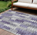 8' X 10' Purple Lavender And Gray Geometric Washable Indoor Outdoor Area Rug