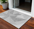 3' X 5' Gray Silver And Graphite Geometric Washable Indoor Outdoor Area Rug