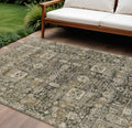 10' X 14' Coffee And Beige Oriental Washable Indoor Outdoor Area Rug