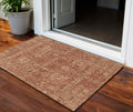 3' X 5' Orange Copper And Terra Cotta Oriental Washable Indoor Outdoor Area Rug