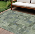 8' X 10' Green And Mint Green Geometric Washable Indoor Outdoor Area Rug