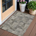 3' X 5' Taupe Beige And Gray Geometric Washable Indoor Outdoor Area Rug