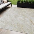 8' X 10' Ivory Beige And Tan Abstract Washable Indoor Outdoor Area Rug