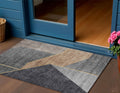 3' X 5' Charcoal Taupe And Gray Geometric Washable Indoor Outdoor Area Rug
