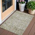 3' X 5' Taupe Beige And Gold Oriental Washable Indoor Outdoor Area Rug